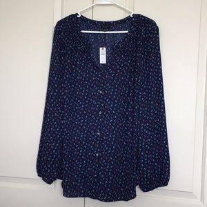 Talbots XL Blouse. NWT Navy